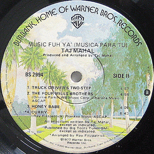 Taj Mahal : Music Fuh Ya' (Musica Para Tu) (LP, Album, Win)