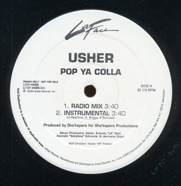 Usher : Pop Ya Colla (12", Promo)