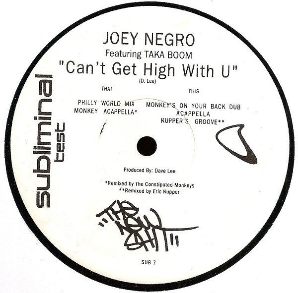 Joey Negro Featuring Taka Boom : Can't Get High Without U (2x12", Single, TP)
