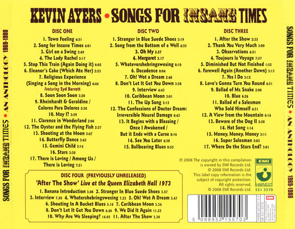 Kevin Ayers : Songs For Insane Times - An Anthology 1969-1980 (4xCD, Comp)