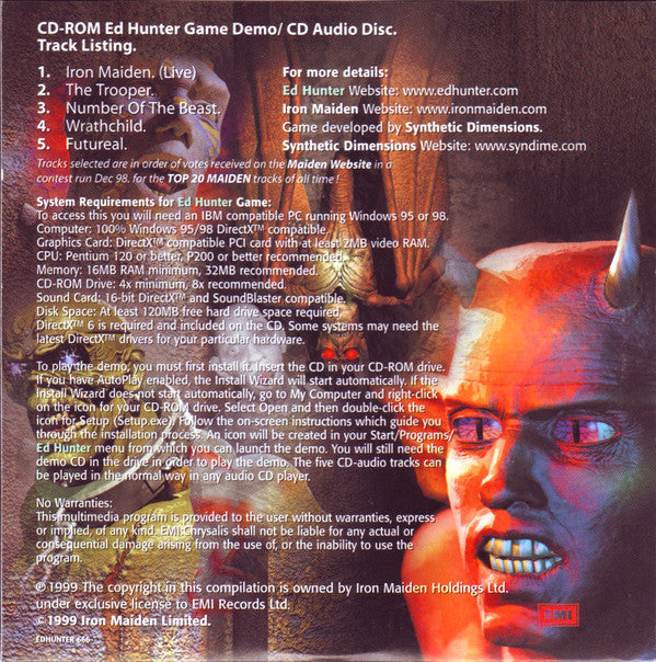 Iron Maiden : Ed Hunter (CD, Enh, Promo, Smplr)
