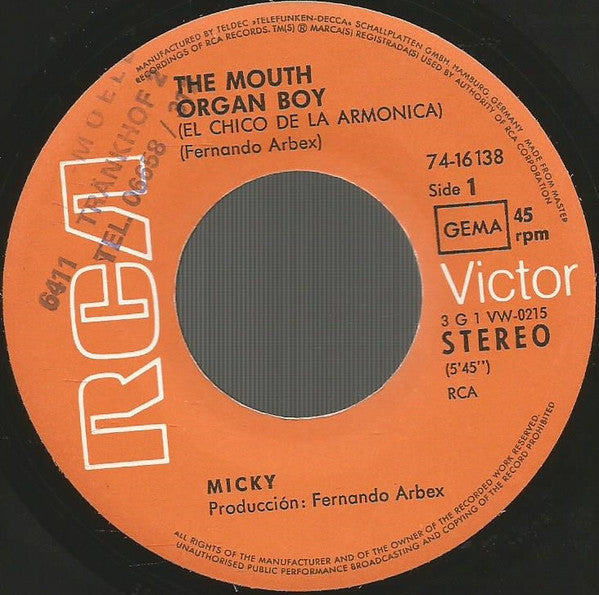 Micky (3) : The Mouth Organ Boy (7", Single)