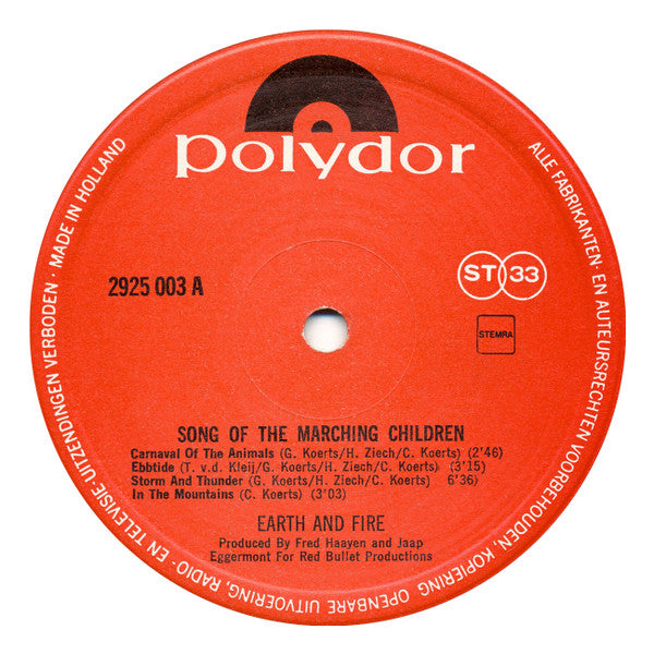 Earth And Fire : Song Of The Marching Children (LP, Album, Gat)