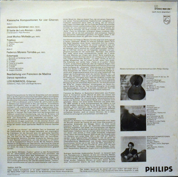 The Romeros - Gerónimo Giménez / José Muñoz Molleda / Federico Moreno Torroba : Los Romeros Spielen Klassische Kompositionen Für Vier Gitarren (LP, Album)