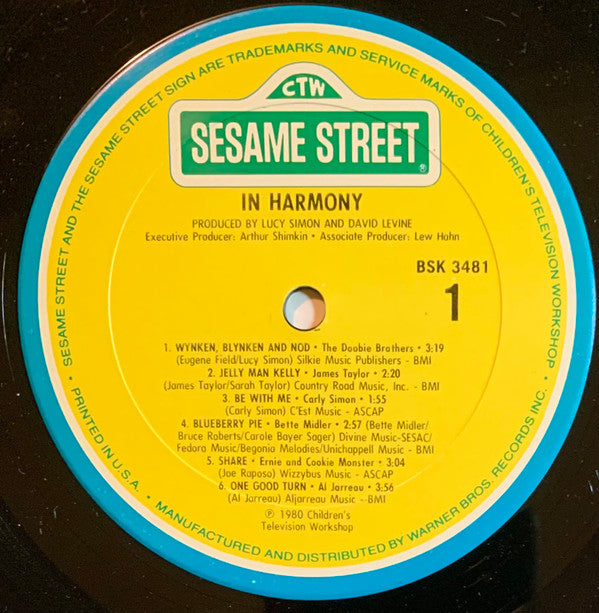 Various : In Harmony - A Sesame Street Record (LP, Album, Comp, Club)