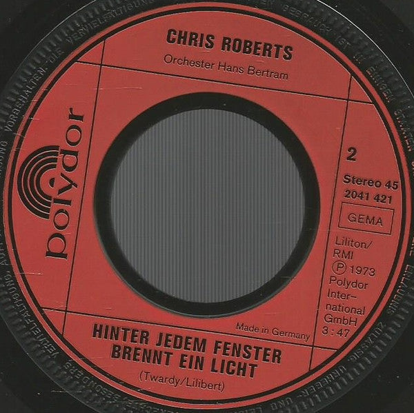 Chris Roberts : Eine Freude Vertreibt 100 Sorgen (7", Single)