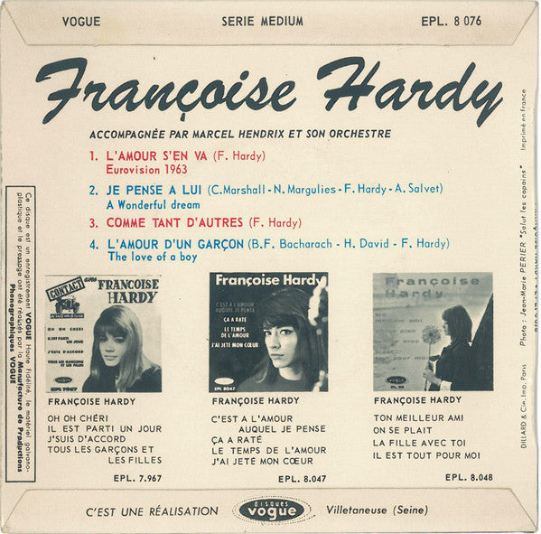 Françoise Hardy : L'amour S'en Va (7", EP, RE, Pus)