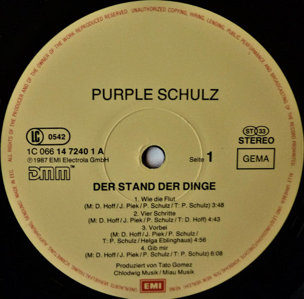 Purple Schulz : Der Stand Der Dinge (LP, Album)