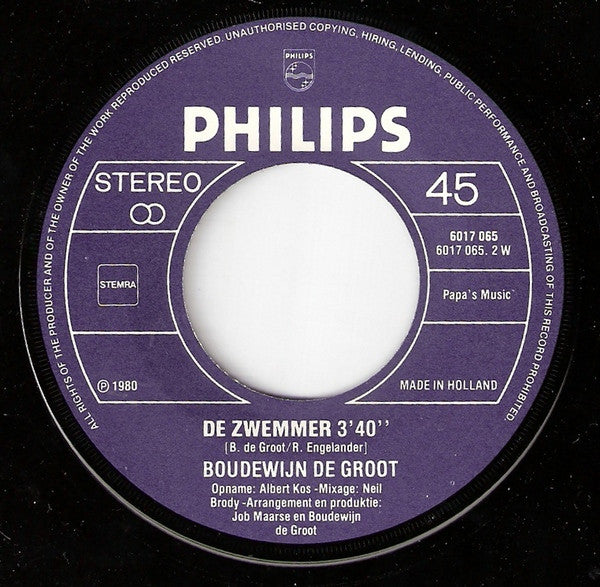 Boudewijn De Groot : Een Tip Van De Sluier / De Zwemmer (7", Single)