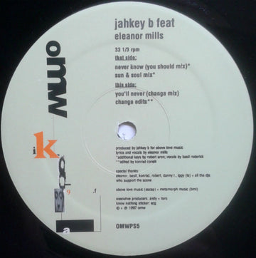 Jahkey B Feat Eleanore Mills : You'll Never Know (12")