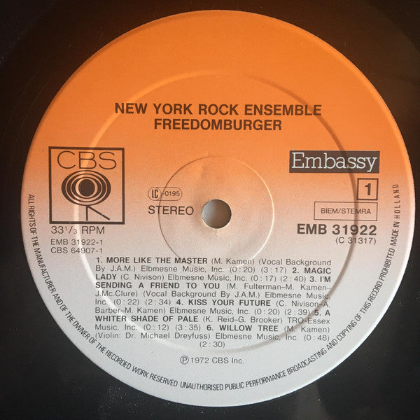 The New York Rock Ensemble : Freedomburger (LP, Album, RE)