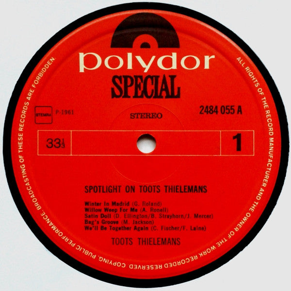 Toots Thielemans : Spotlight On Toots Thielemans (LP, Album, RE)