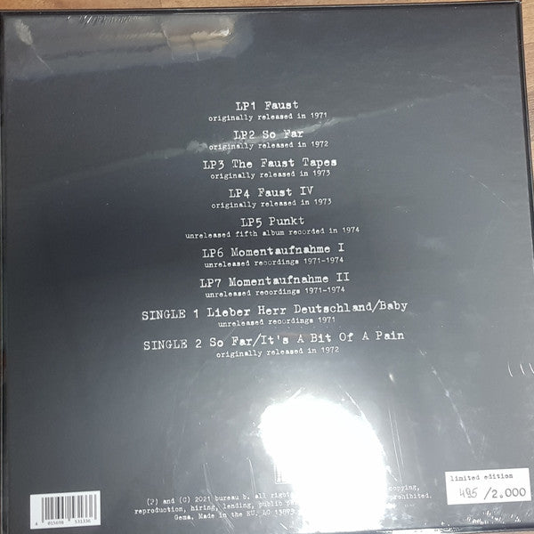 Faust : 1971 - 1974 (4xLP, RE + 3xLP + 7", Single + 7", Single, RE + Bo)