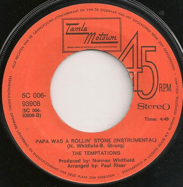 The Temptations : Papa Was A Rollin' Stone (7", Single, Mag)