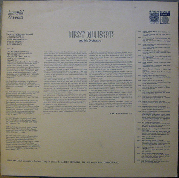 Dizzy Gillespie And His Orchestra : Dizzy Gillespie And His Orchestra (LP, Comp)