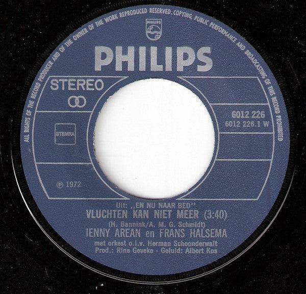 Jenny Arean En Frans Halsema / Conny Stuart : Vluchten Kan Niet Meer / Op Naar Het Hartinfarct (7", Single, RE)