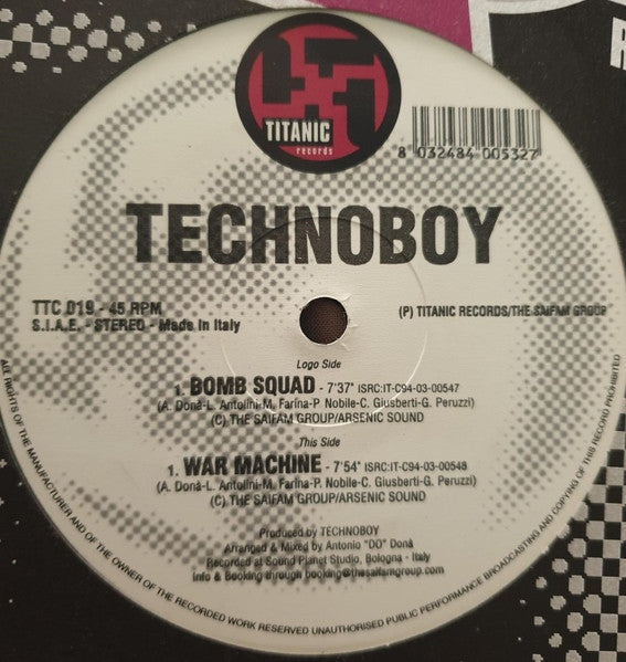 Technoboy : Bomb Squad (12")