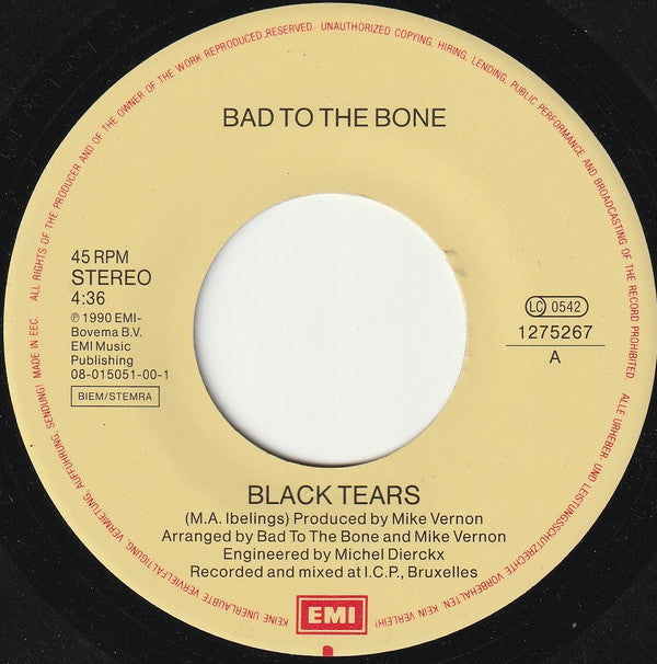 Bad To The Bone : Black Tears (7", Single)