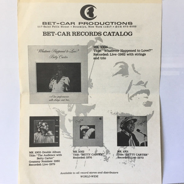 Betty Carter : Whatever Happened To Love? (LP, Album)
