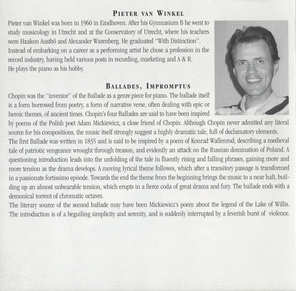 Frédéric Chopin, Pieter van Winkel : Ballades/Impromptus (CD)