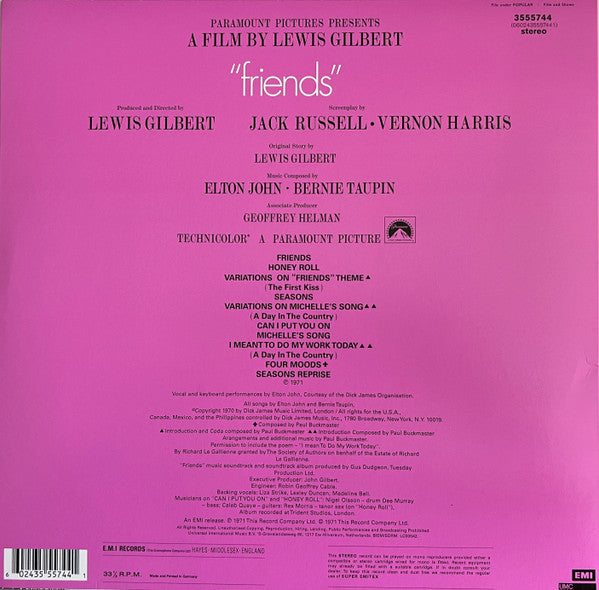Elton John : Friends (Original Soundtrack) (LP, Album, RE, Pin)