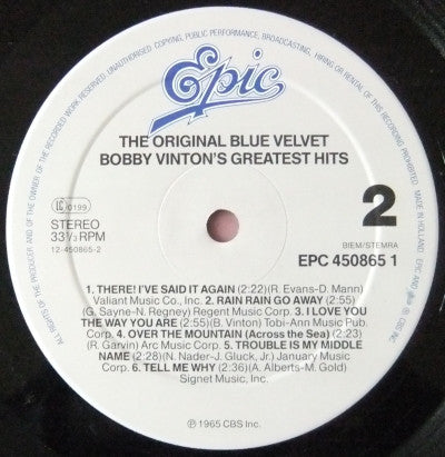 Bobby Vinton : The Original Blue Velvet - Bobby Vinton's Greatest Hits (LP, Comp, RE)