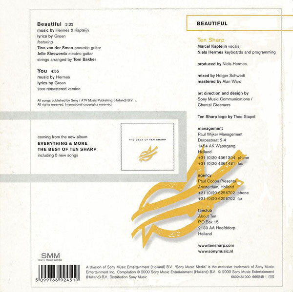 Ten Sharp : Beautiful (CD, Single, Car)