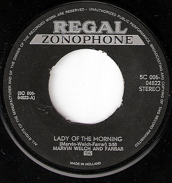 Marvin, Welch & Farrar : Lady Of The Morning (7", Single)
