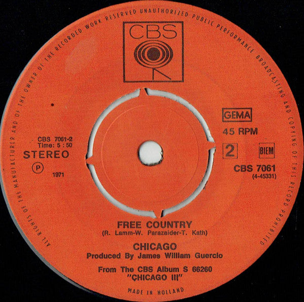 Chicago (2) : Free (7", Single)