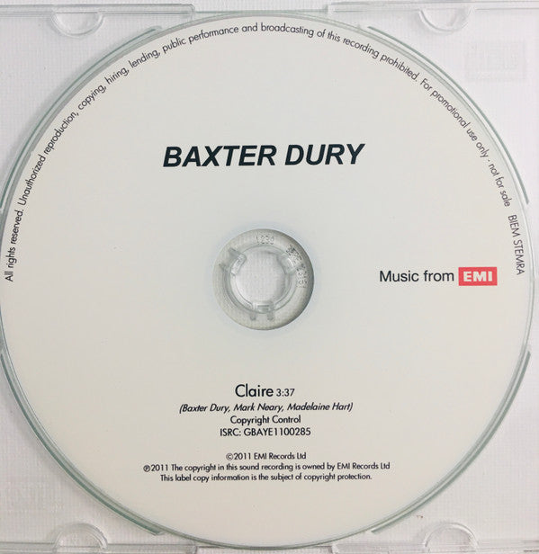 Baxter Dury : Claire (CDr, Single, Promo)