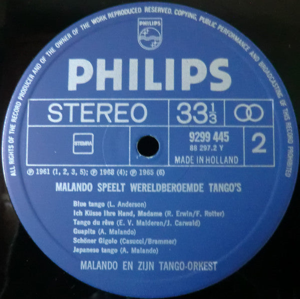 Malando And His Tango Orchestra : Malando Speelt Wereldberoemde Tango's (LP, Comp)