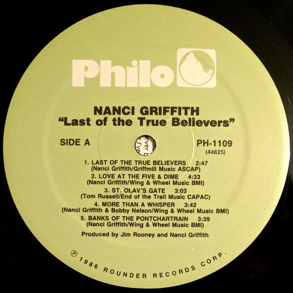Nanci Griffith : Last Of The True Believers (LP, Album)