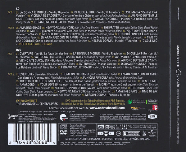Andrea Bocelli : Concerto: One Night In Central Park  10th Anniversary Edition (CD, Album + DVD-V, NTSC + RE, Fan)