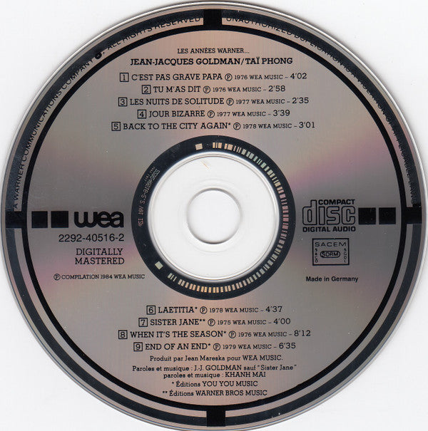 Jean-Jacques Goldman / Taï Phong : Les Années Warner (CD, Comp, RE)