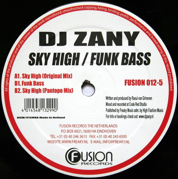 DJ Zany : Sky High / Funk Bass (12")