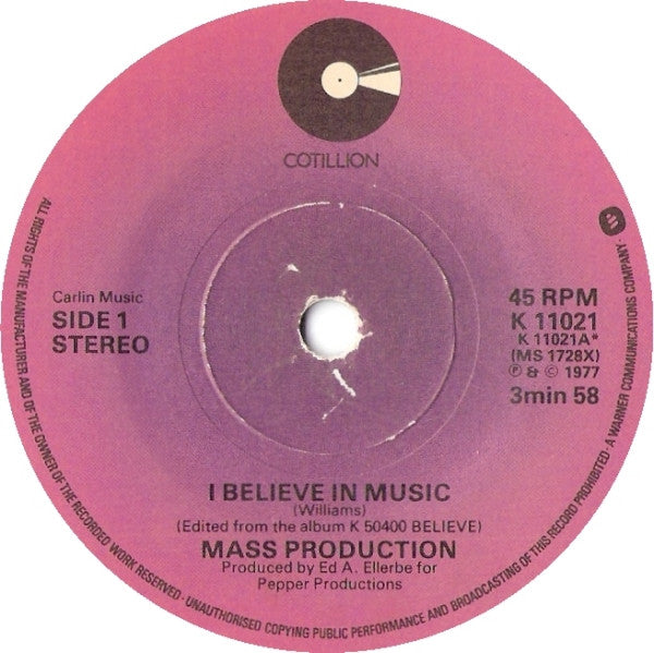 Mass Production : I Believe In Music (7")