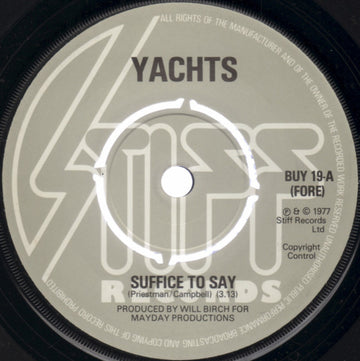 Yachts : Suffice To Say (7", Kno)