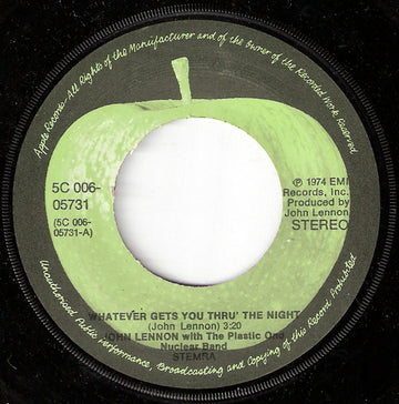 John Lennon : Whatever Gets You Thru' The Night (7", Single)