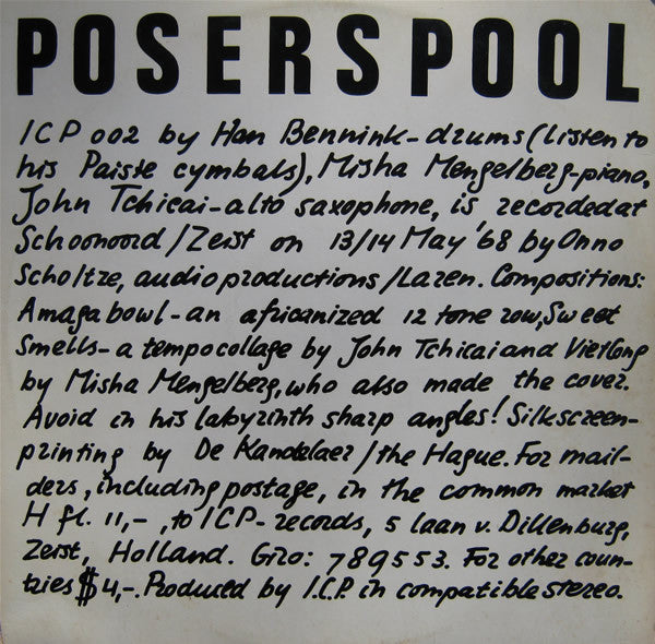 Han Bennink / Misha Mengelberg / John Tchicai : Instant Composers Pool (LP)