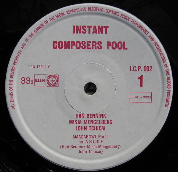 Han Bennink / Misha Mengelberg / John Tchicai : Instant Composers Pool (LP)