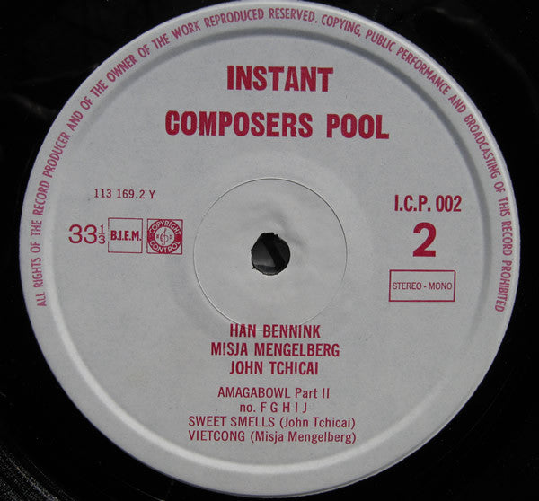 Han Bennink / Misha Mengelberg / John Tchicai : Instant Composers Pool (LP)