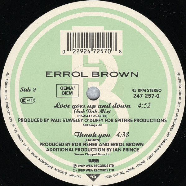 Errol Brown : Love Goes Up And Down (12")