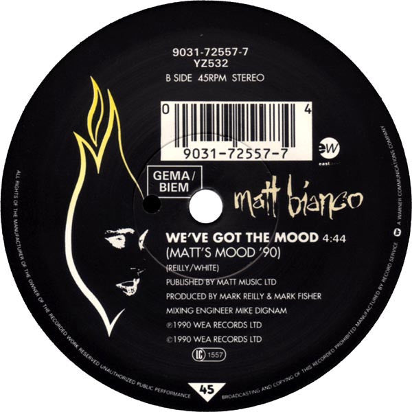 Matt Bianco : Fire In The Blood (7", Single)
