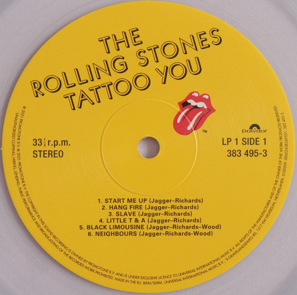 The Rolling Stones : Tattoo You (LP, Album, RE, RM, Cle + LP, Cle + Dlx, Gat)