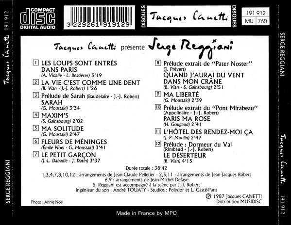 Serge Reggiani : Serge Reggiani (CD, Album, RE)