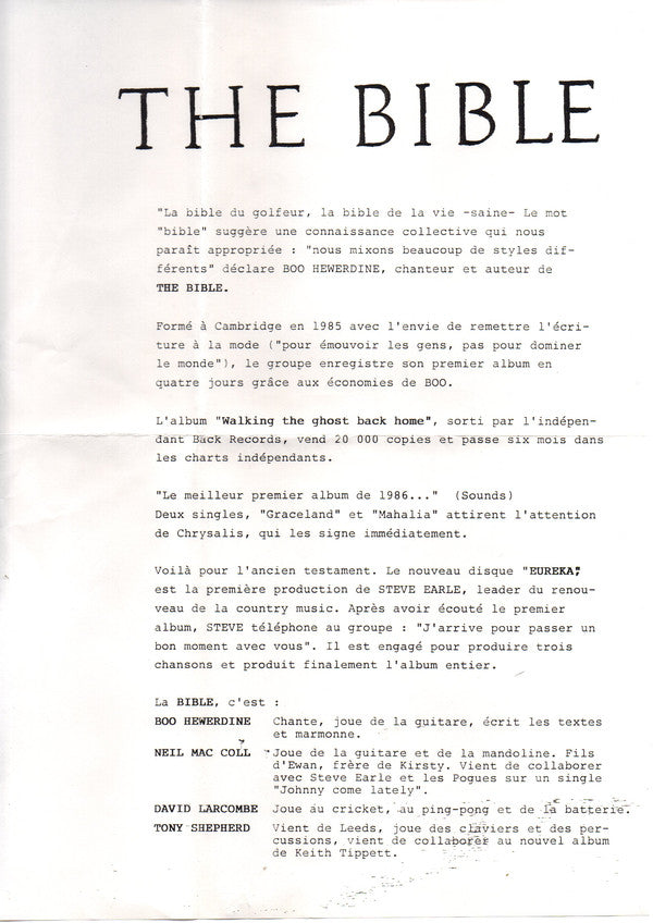 The Bible : Honey Be Good (7", Single)