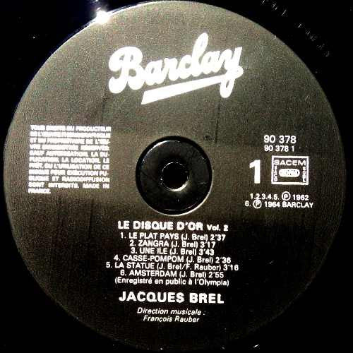 Jacques Brel : Le Disque D'or (Volume 2) (LP, Comp)
