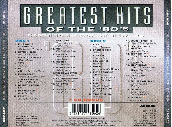 Various : Greatest Hits Of The '80's (The Definitive Singles Collection 1980 - 1989) (2xCD, Comp)