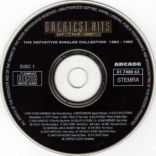 Various : Greatest Hits Of The '80's (The Definitive Singles Collection 1980 - 1989) (2xCD, Comp)