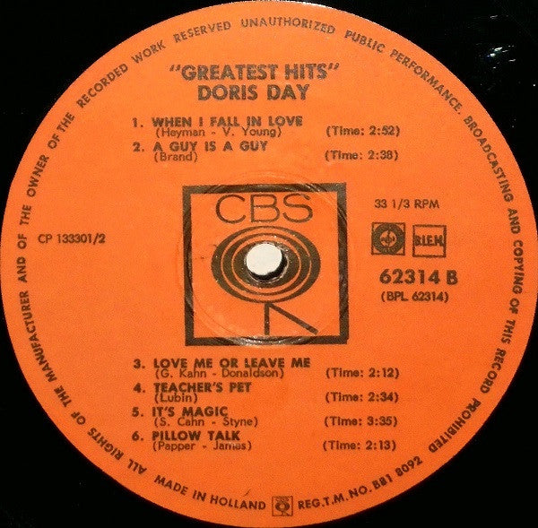Doris Day : Doris Day's Greatest Hits (LP, Comp)